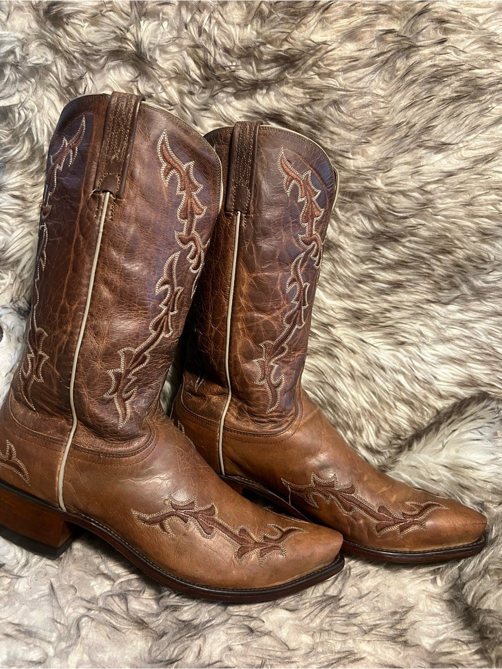 Lucchese Brown Leather Western Boots Sz 10.5 EE - Picture 7 of 16